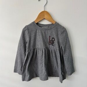 Wheat Gray Long Sleeve Love Kids Top